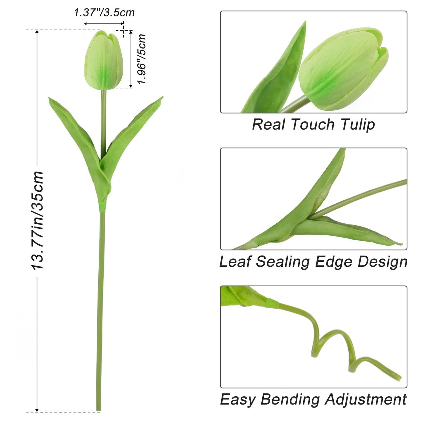 Beferr White Tulips Artificial Flowers 18Pcs Faux Silk Tulip Real Touch Tulip Fake Flowers Bouquets Arrangements for Mother's Day Easter Spring Flowers Gifts Home Table Decor