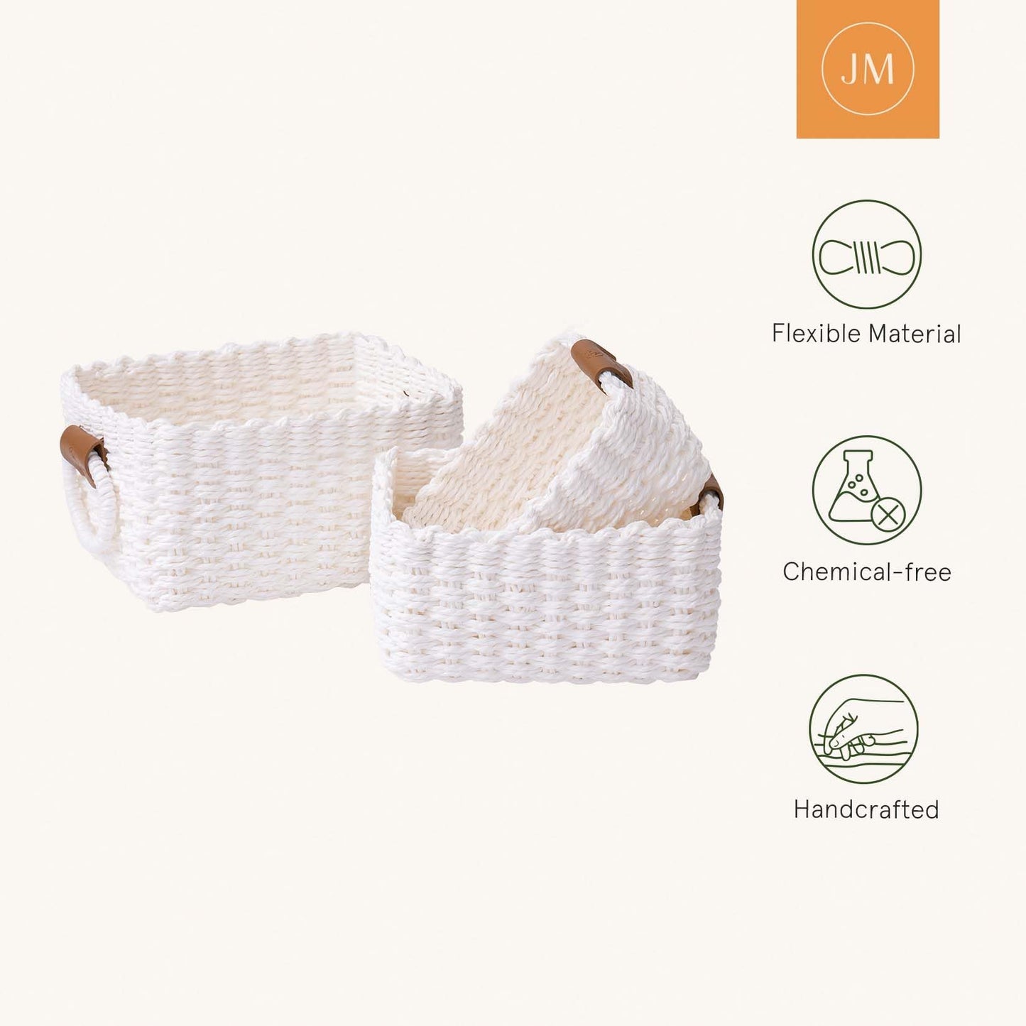 Wicker Square Storage Organizer Baskets / Set of 3