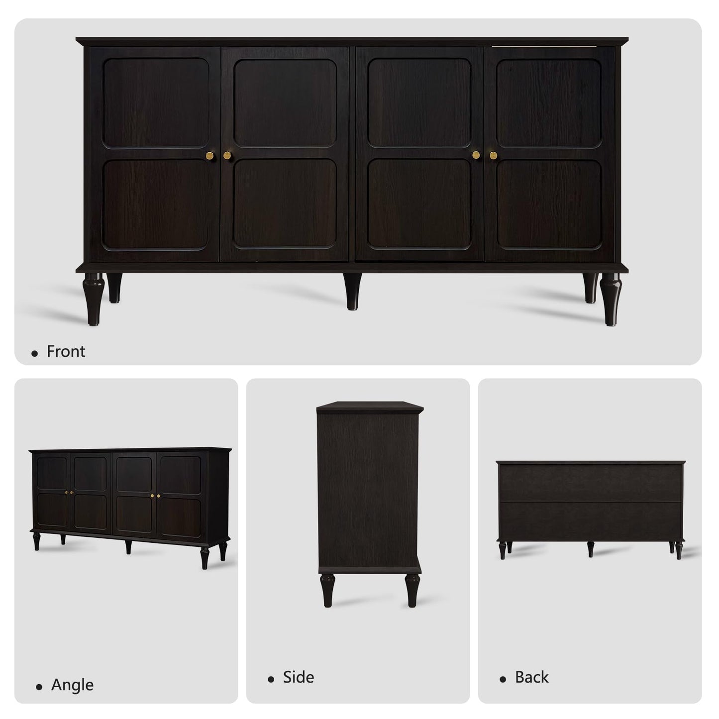 58" Mid-Century Modern Sideboard Buffet Cabinet with Storage