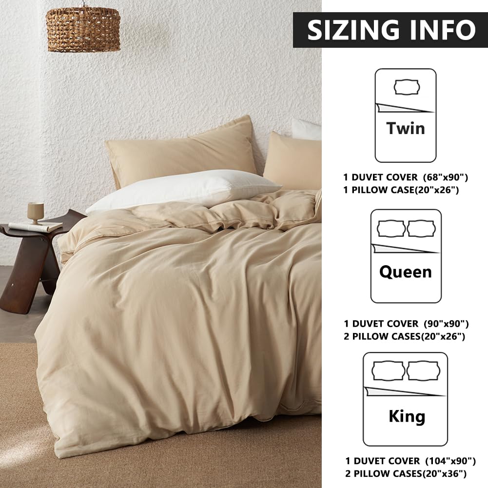 NSNLGSGC 100% Muslin Cotton Houndstooth Duvet Cover King Size, 2-Layer Small Checked Lightweight and Breathable Muslin Bedding, Linen Like Gauze Comforter Cover Set (Mocha Houndstooth, King)