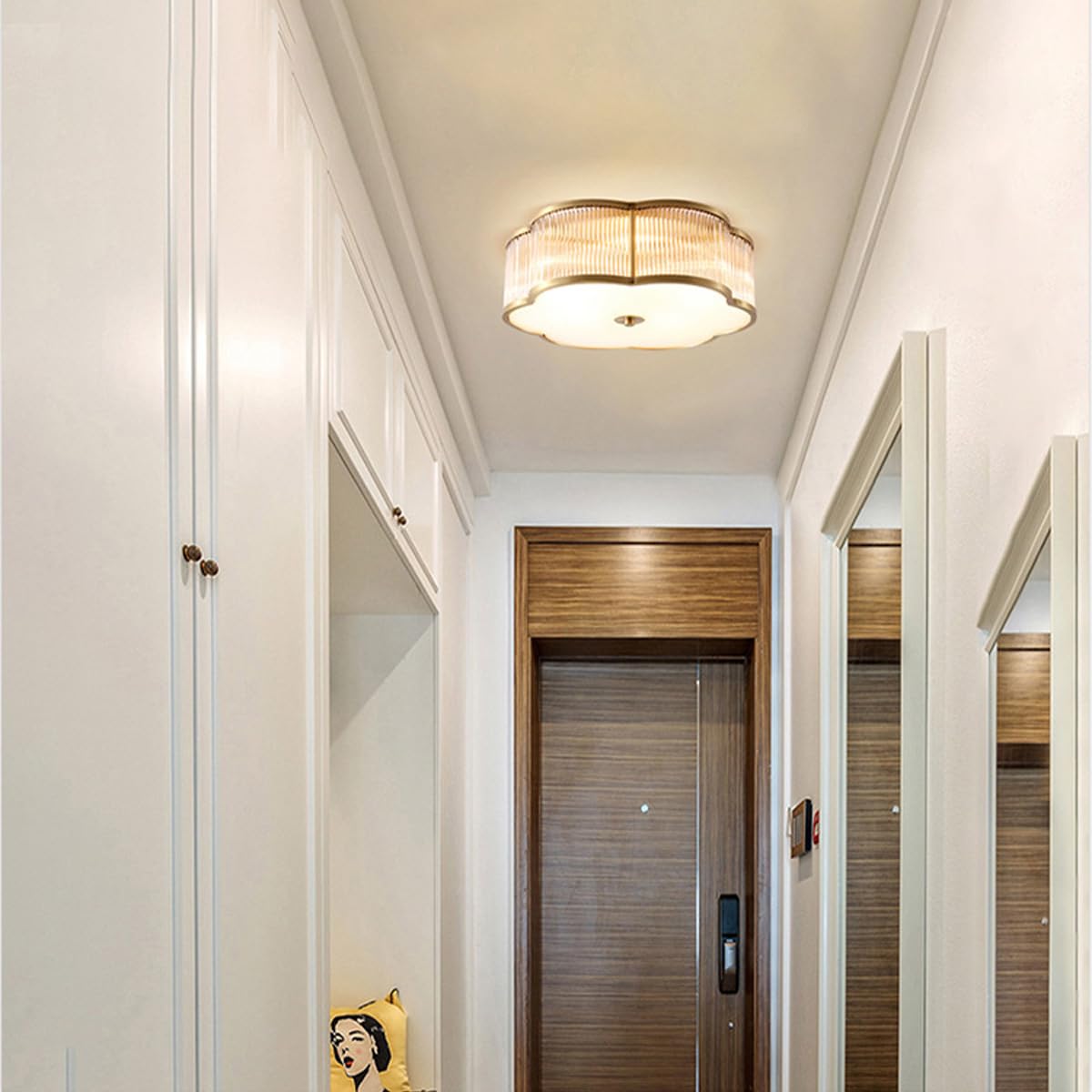 Vintage Style Brass Flush Mount Chandelier