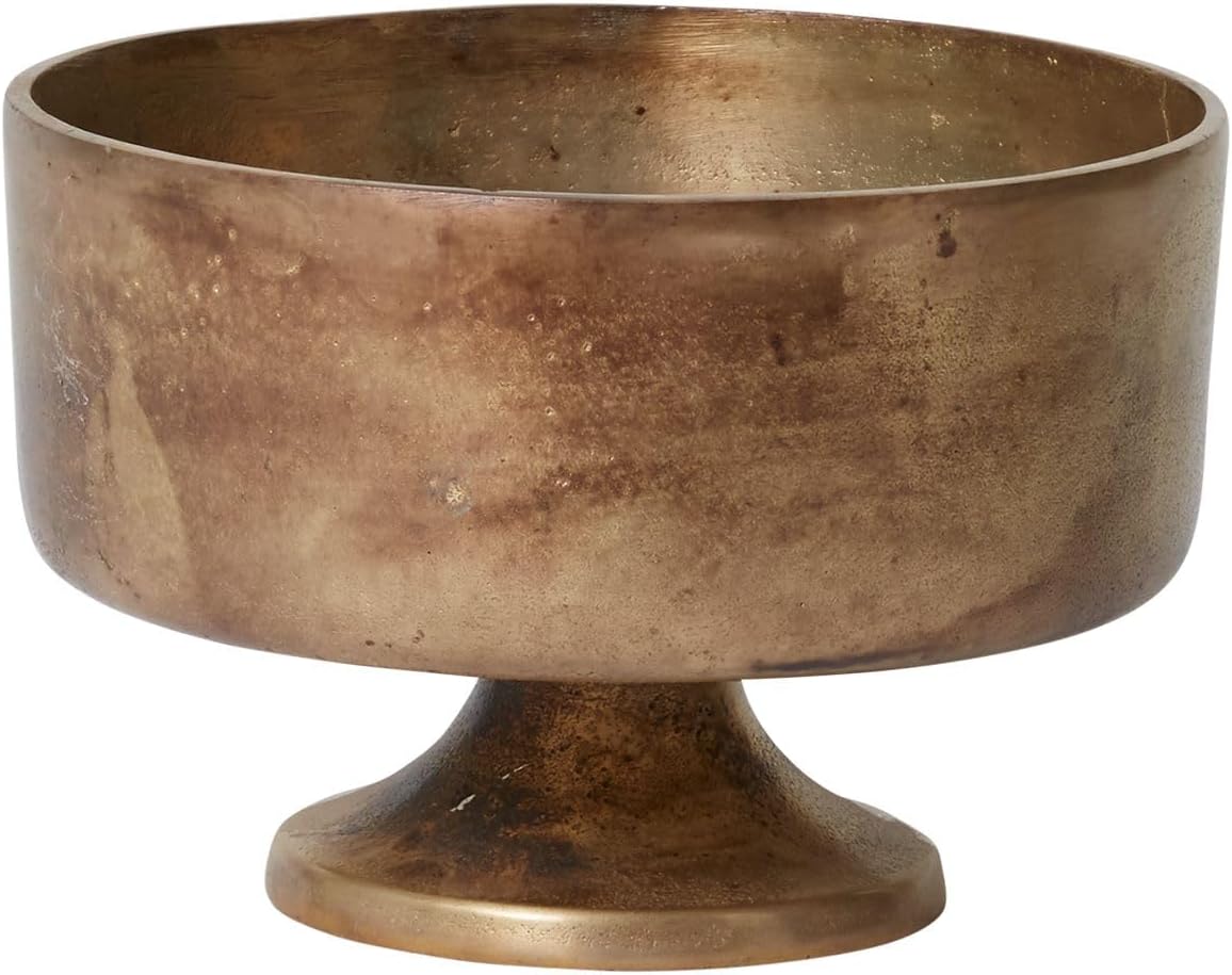 Finale Gold Metal Compote Bowl | Gold Compote Vase l Distressed Metal Vase l Indoor and Outdoor Compote for Any Event Decoration (8"x 5.25") (73386)