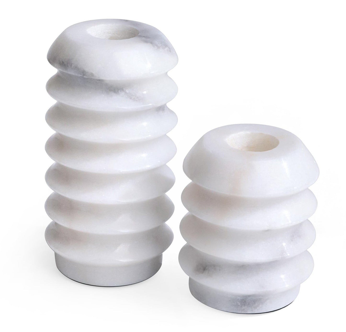 Marble Candlestick Holders, Set of 2 Natural Stone