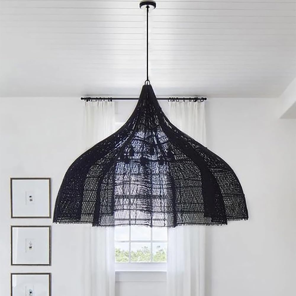 Rattan Large Woven 4-Light Chandelier