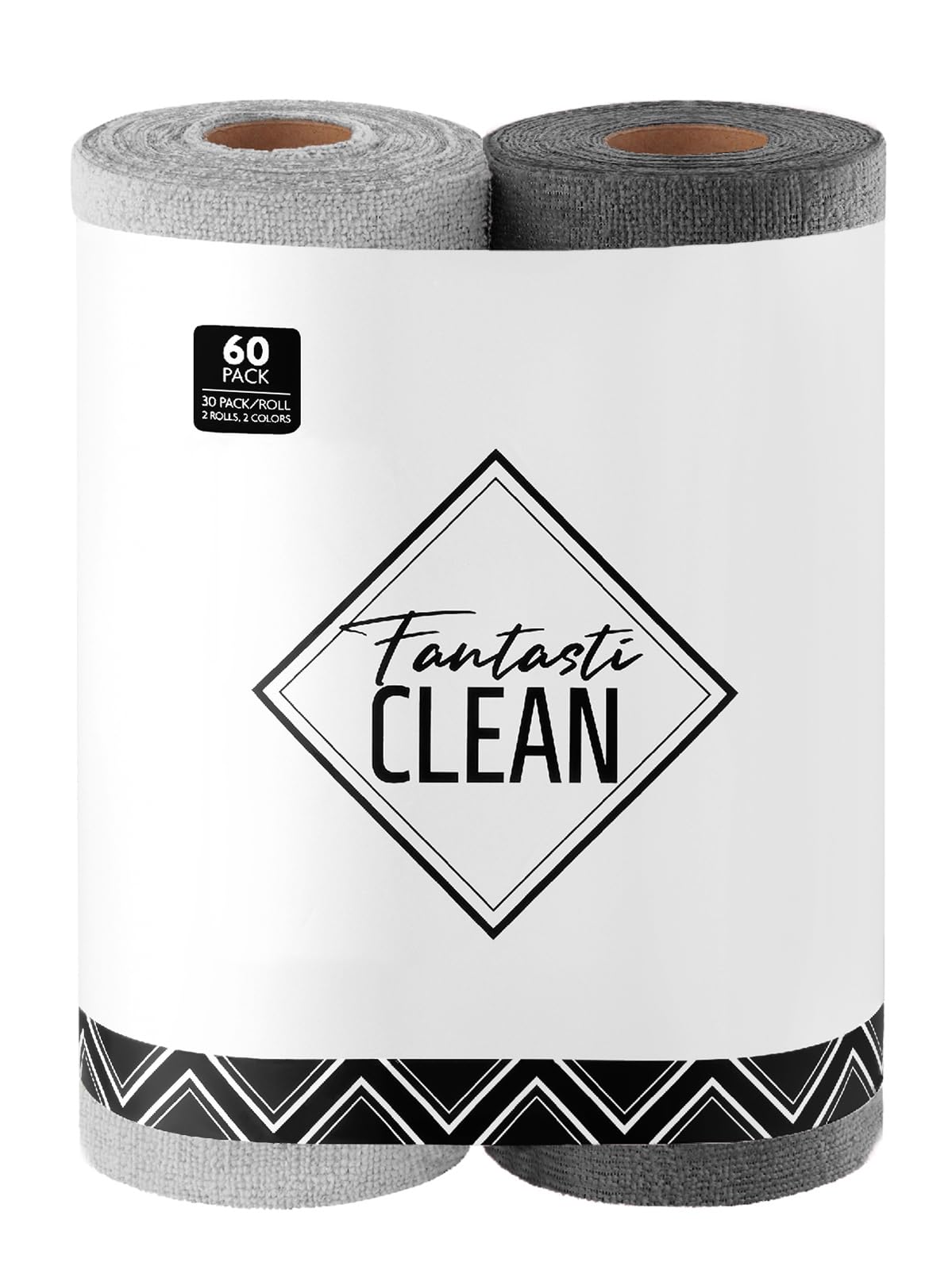 Fantasticlean Microfiber Cleaning Cloth Roll -60 Pack, Tear Away Microfiber Towels, 12" x 12", Reusable, Washable, Scratch Free, Ultra Absorbent Dishcloth for All-Around Cleaning (Beige & Tan)