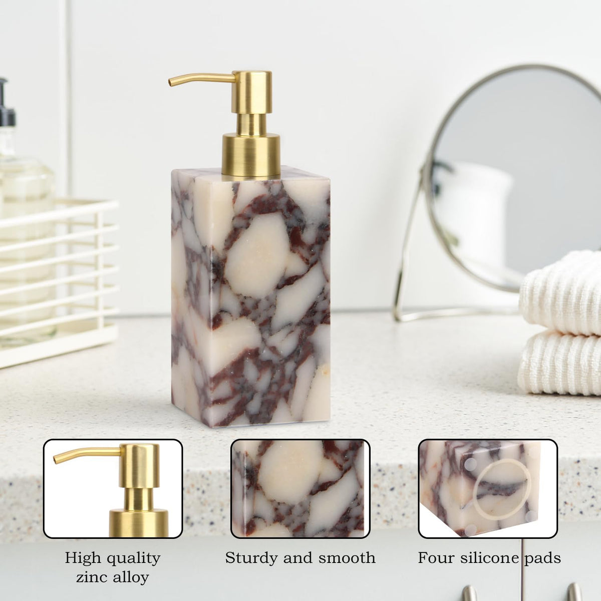 Natural Calacatta Viola Marble Soap Dispenser