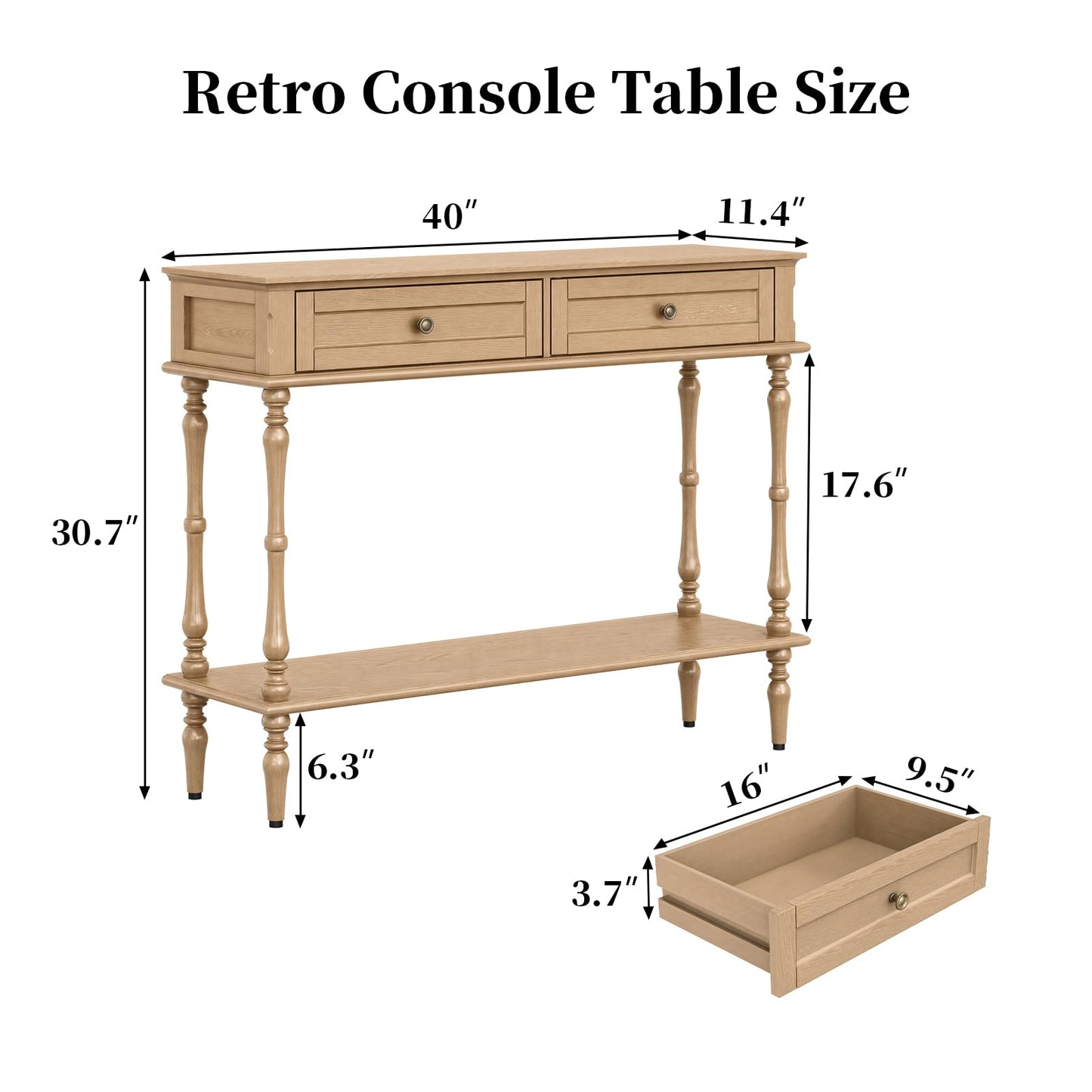 Console Table with 2 Drawers