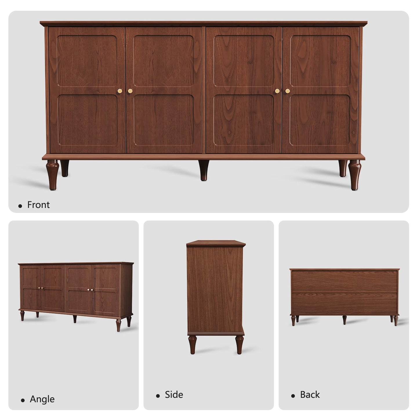 58" Mid-Century Modern Sideboard Buffet Cabinet with Storage