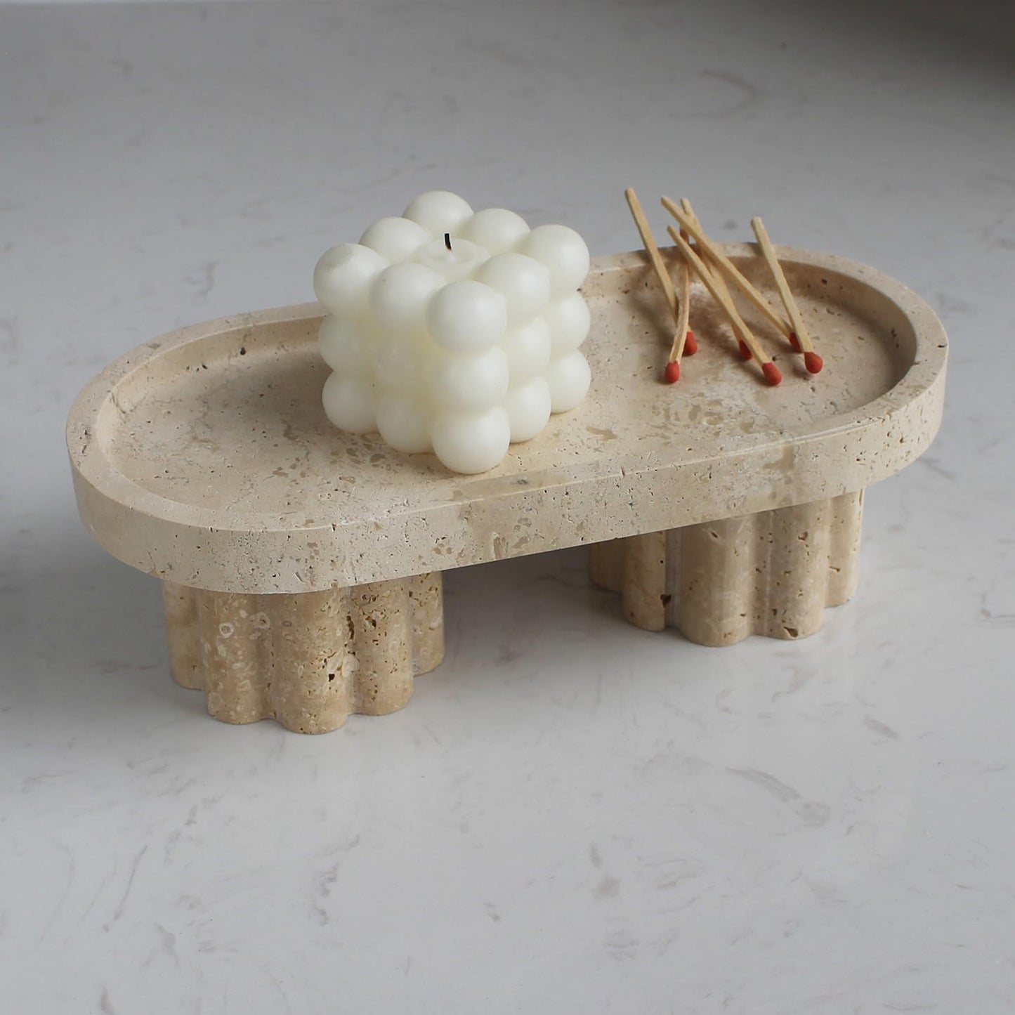 Natural Travertine Marble Oval Tray