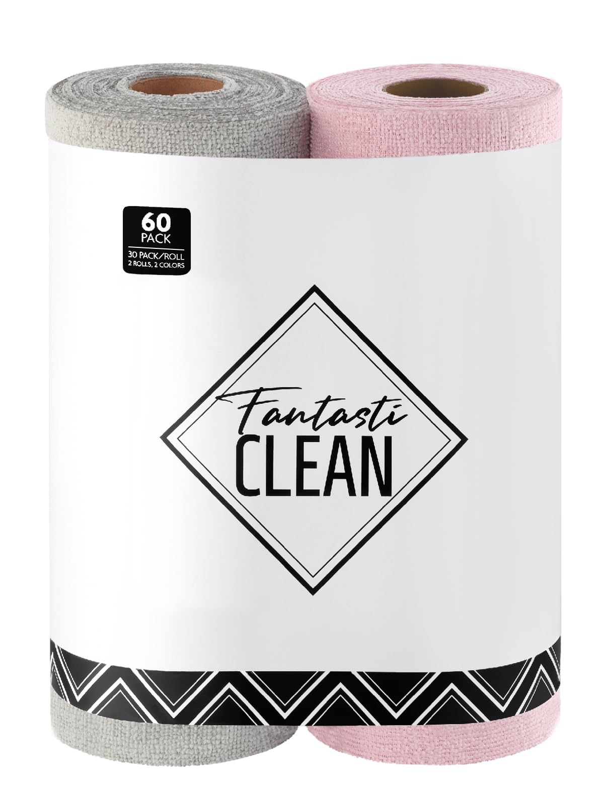 Fantasticlean Microfiber Cleaning Cloth Roll -60 Pack, Tear Away Microfiber Towels, 12" x 12", Reusable, Washable, Scratch Free, Ultra Absorbent Dishcloth for All-Around Cleaning (Beige & Tan)