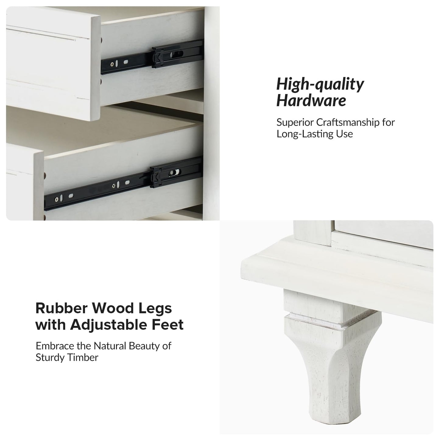 Solid Wood 3 Drawer End Table with Tray