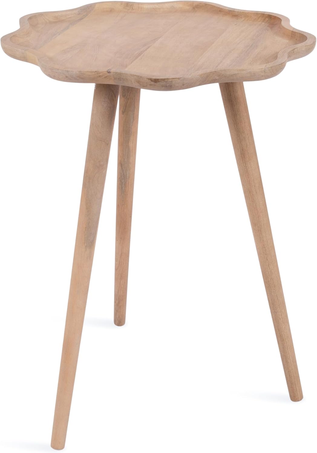 Kate and Laurel Alezar Modern Wooden Round Side Table, 15 x 15 x 22, Walnut Brown, Mid-Century Solid Wood End Table with Wavy Edge for Bedroom Nightstand or Living Room Accent Table