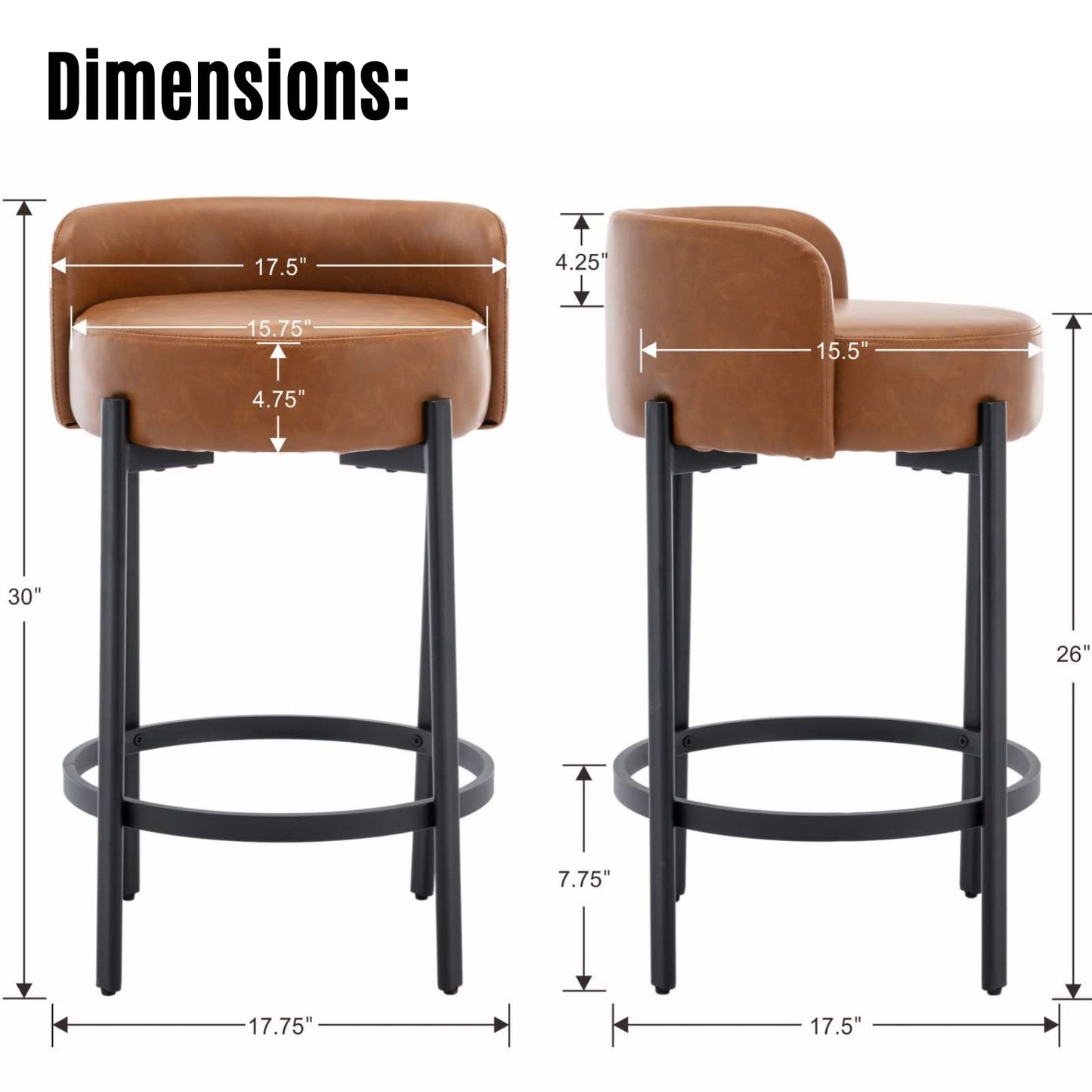 LukeAlon Mid Century Linen Counter Stools Set of 3, Upholstered 26.5" Seat Height Low Barstools with Natural Wood Legs Round Low Back Kitchen Stools with Footrest for Dining Room, Beige