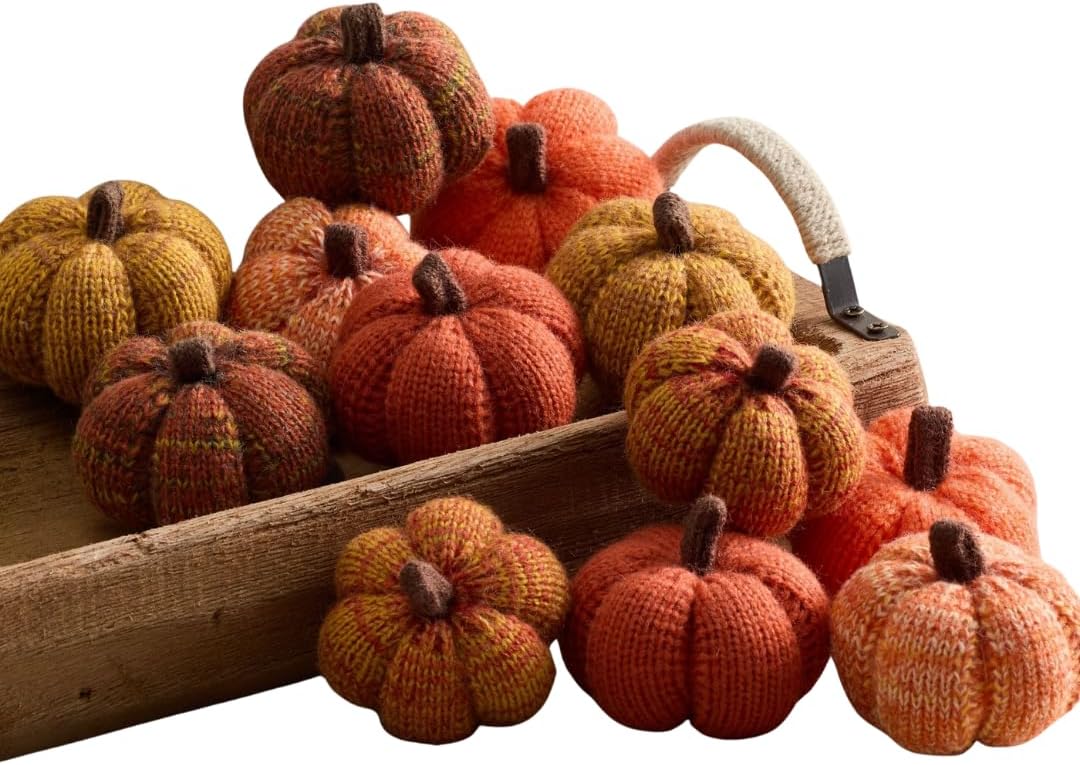 Set of 3 Cozy Knit Pumpkins
