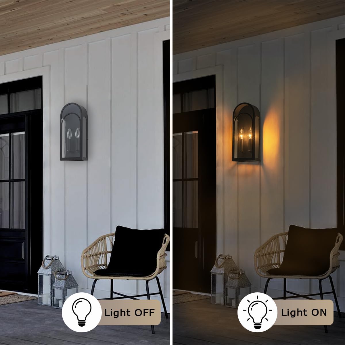 Large Outdoor Wall Lanterns Lights, Modern Wall Sconce with Clear Glass