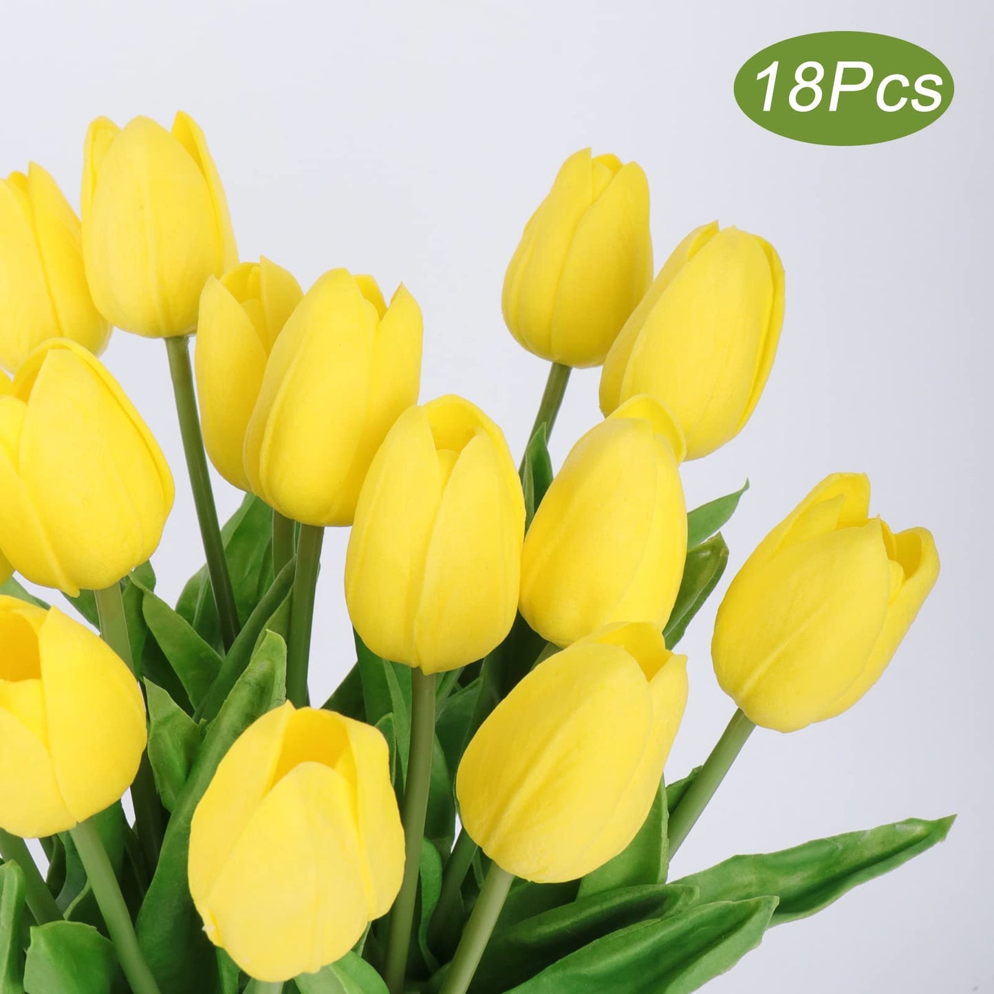 Beferr White Tulips Artificial Flowers 18Pcs Faux Silk Tulip Real Touch Tulip Fake Flowers Bouquets Arrangements for Mother's Day Easter Spring Flowers Gifts Home Table Decor