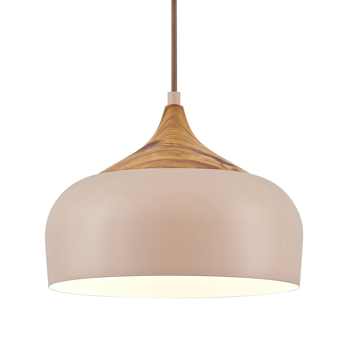 Modern Walnut Wooden Pendant Dome Light