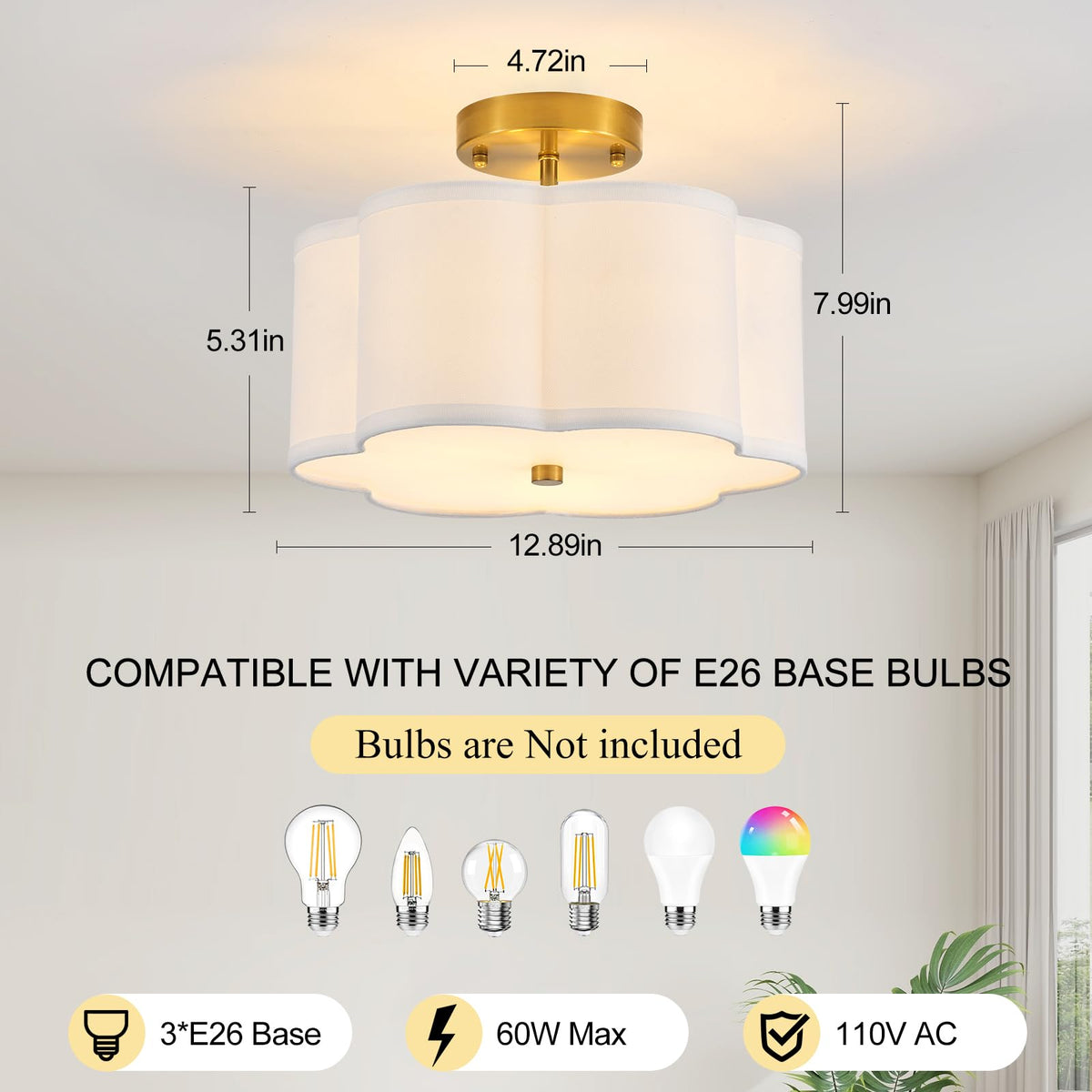 Semi Flush Mount Ceiling Fixture