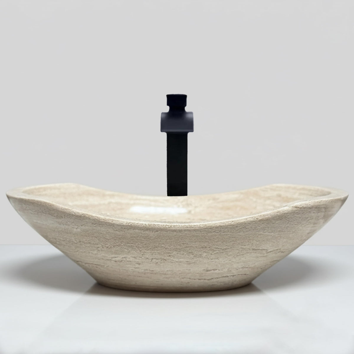 Oval Natural Stone Wash Basin Travertine Vessel Sink