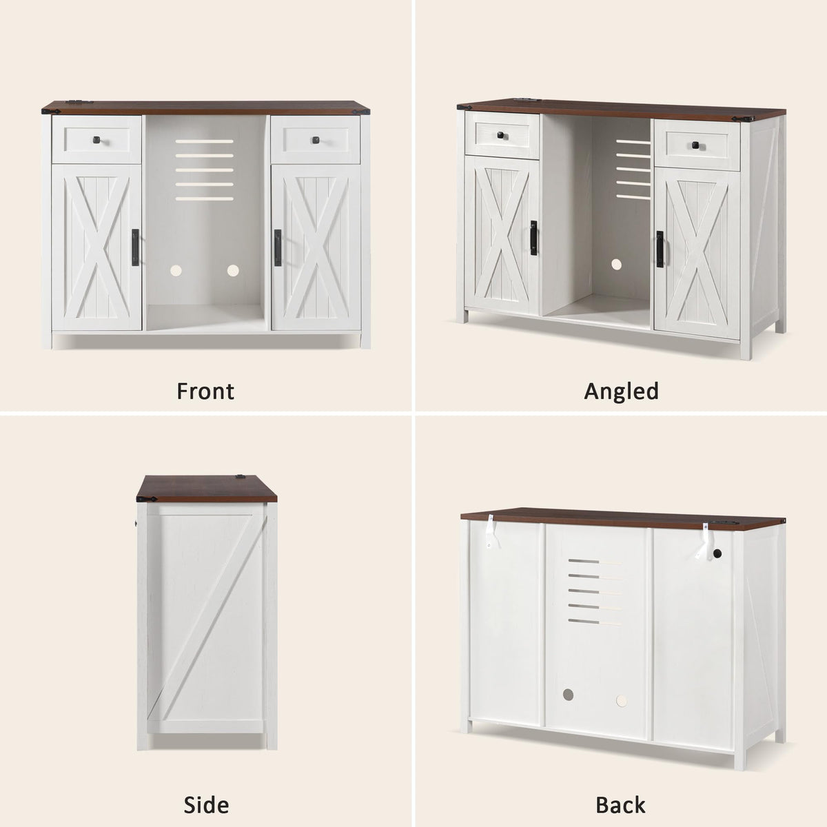 51" Modern Coffee Bar Cabinet with Fridge Space & 2 Drawers