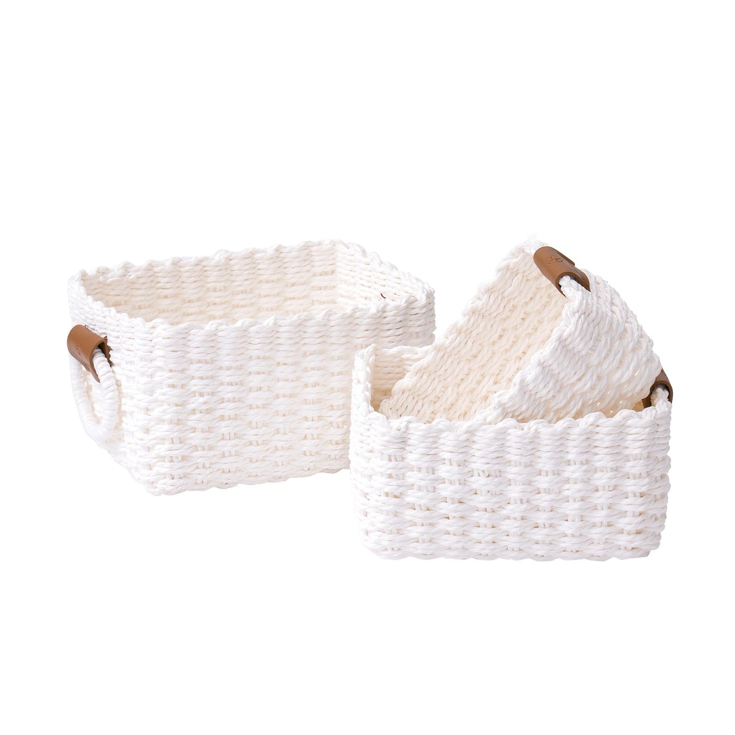 Wicker Square Storage Organizer Baskets / Set of 3