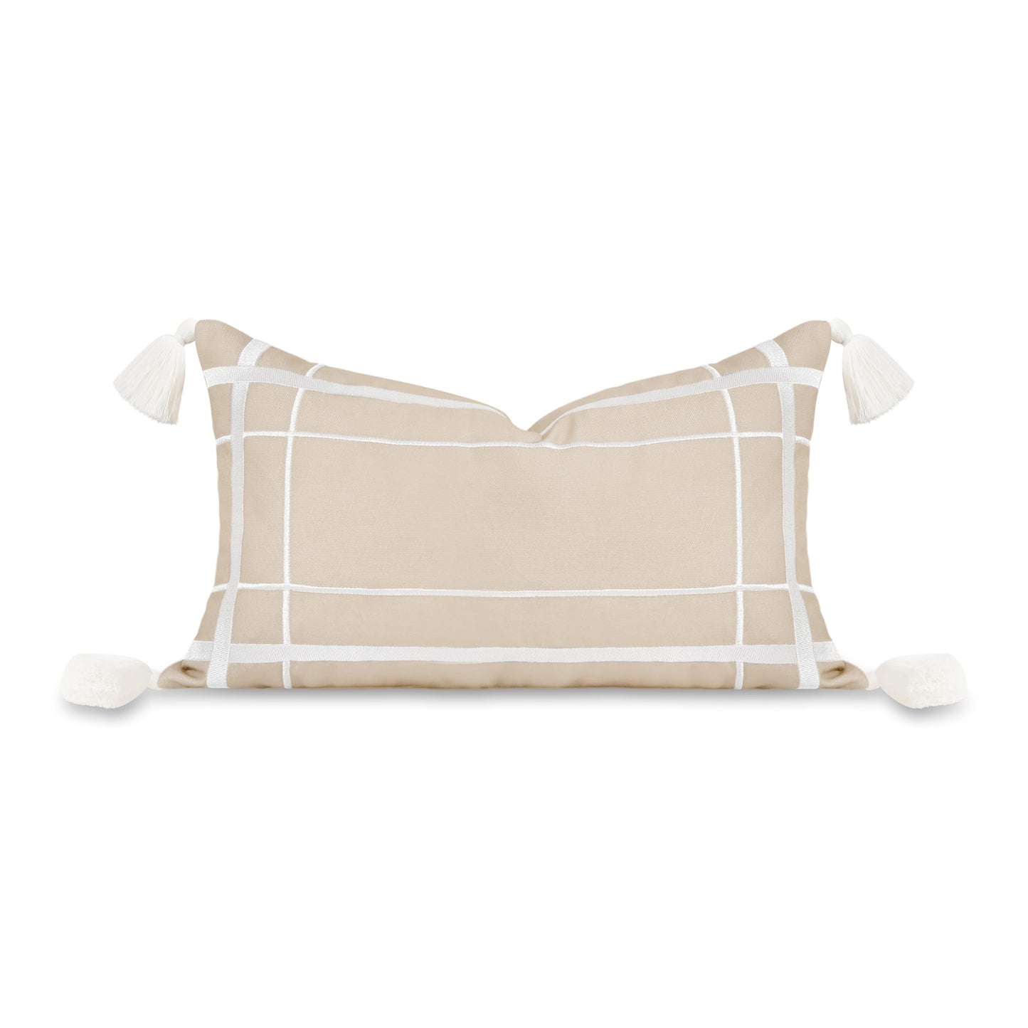 Indoor Outdoor Scalloped Lumbar Pillow Cover 12"x20"