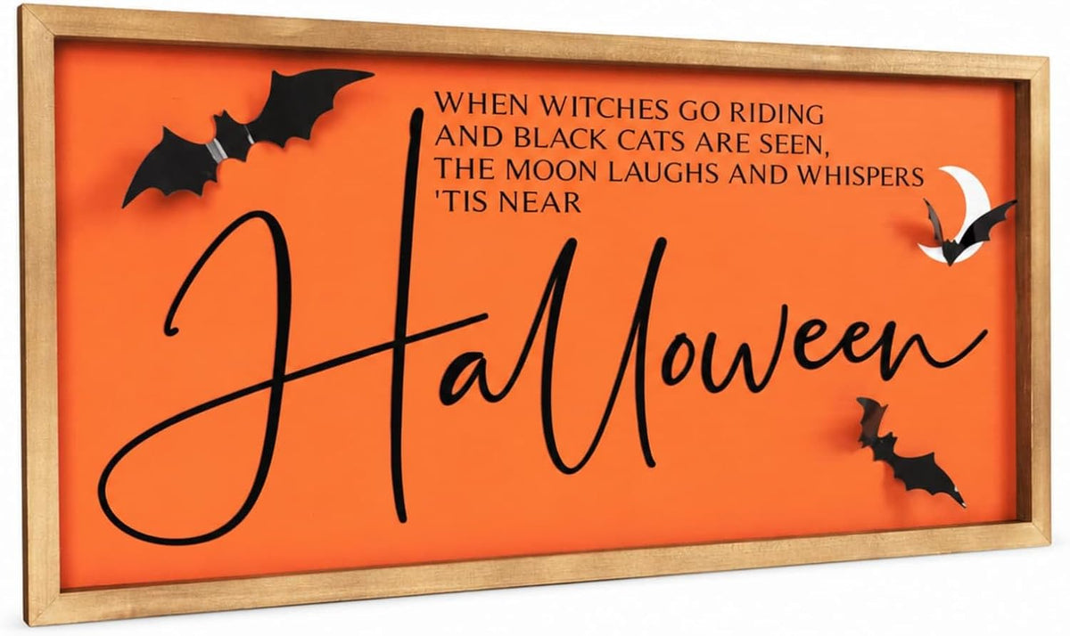 Halloween Wall Art Framed With 3d Bats