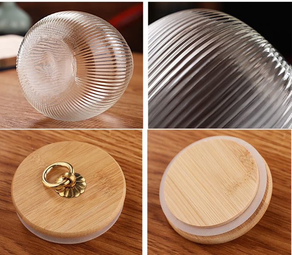 Glass Food Storage Container Candy Dish Spice Jar with Seal Wooden Lid
