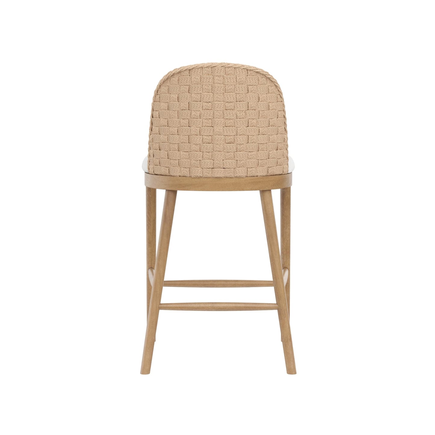 Nathan James Rikki Seagrass Bar Stool with Back, 2-Pack Boucle Counter Stool with Upholstered Seat, Solid Wood Frame, and Woven Seagrass Backrest