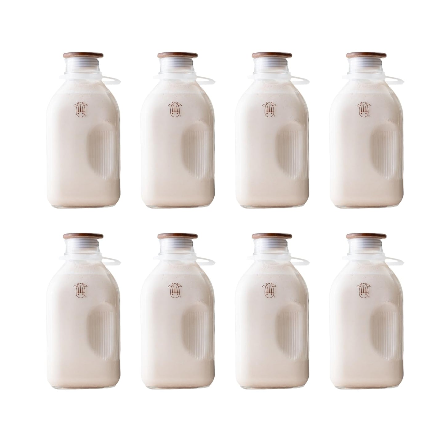Almond Cow - Glass Pitcher with Lid and Spout, Glass Bottle Milk Container for Refrigerator, Clear Milk Jar Bottles, Food-Grade Liquid Container - 60 fl oz Capacity, 5 x 4 x 10 Inches
