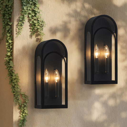 Large Outdoor Wall Lanterns Lights, Modern Wall Sconce with Clear Glass