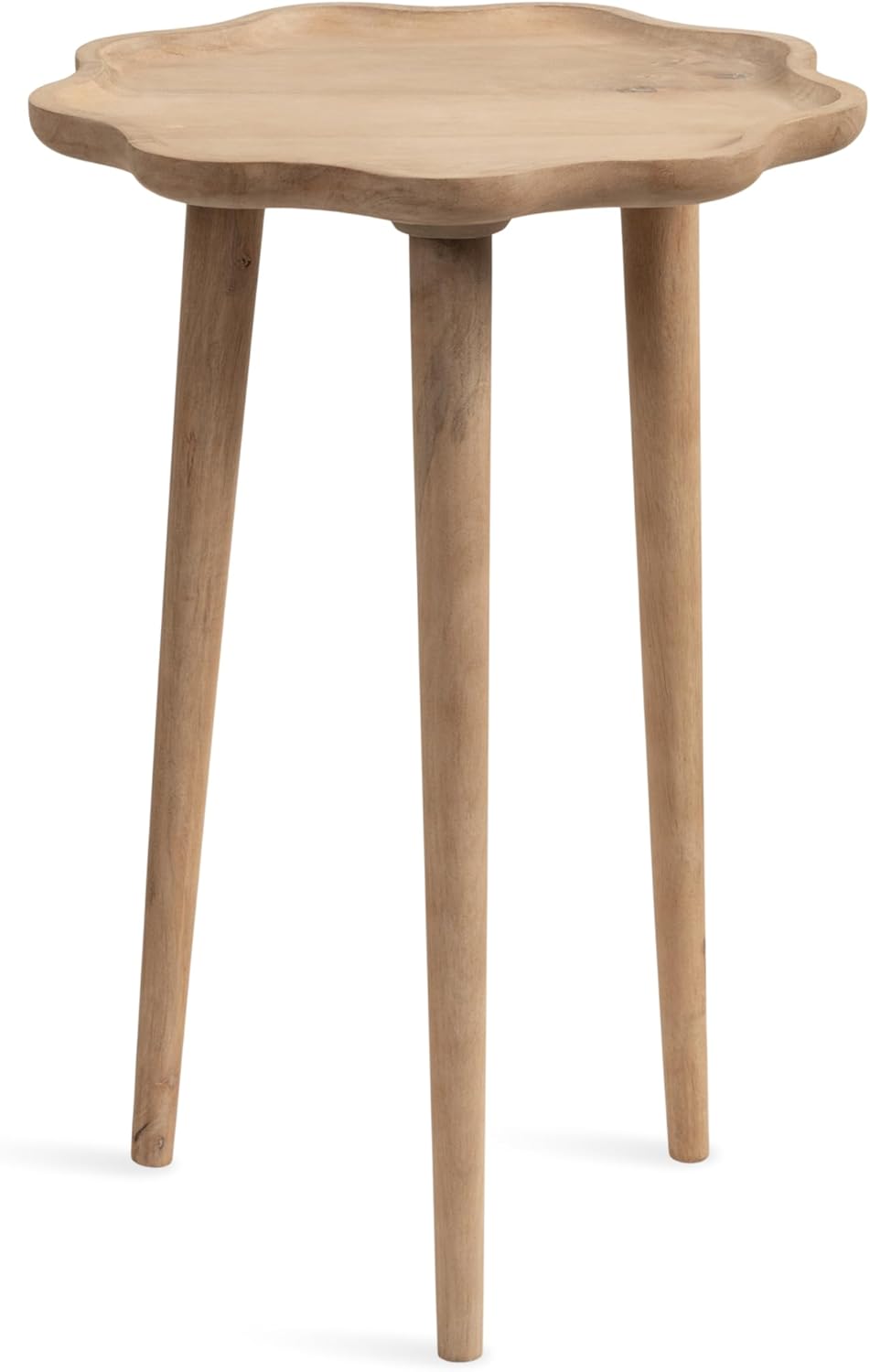 Kate and Laurel Alezar Modern Wooden Round Side Table, 15 x 15 x 22, Walnut Brown, Mid-Century Solid Wood End Table with Wavy Edge for Bedroom Nightstand or Living Room Accent Table