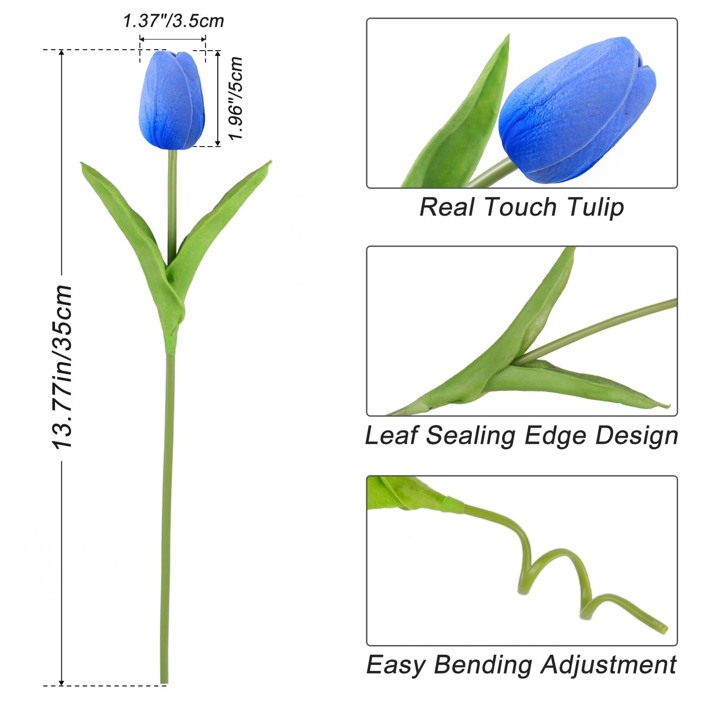 Beferr White Tulips Artificial Flowers 18Pcs Faux Silk Tulip Real Touch Tulip Fake Flowers Bouquets Arrangements for Mother's Day Easter Spring Flowers Gifts Home Table Decor