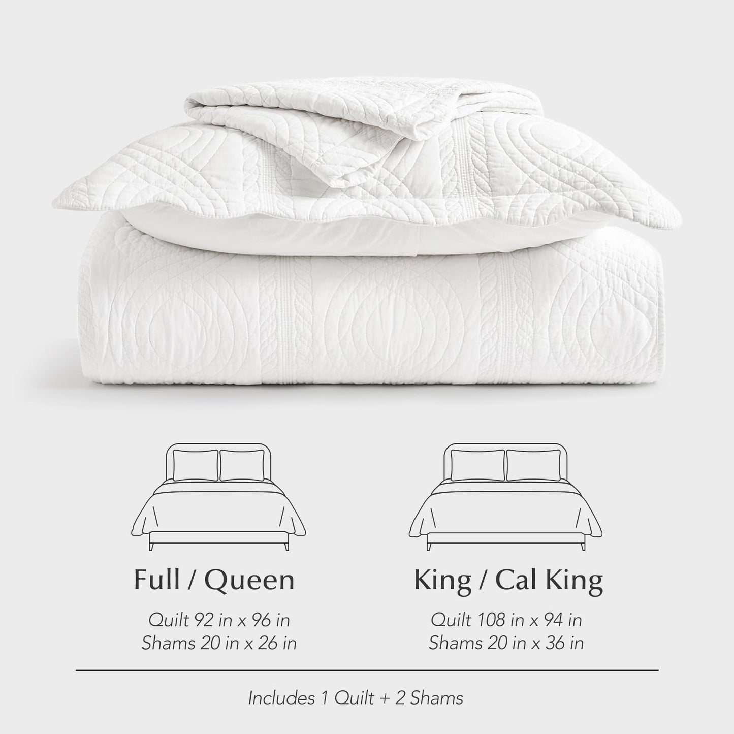 100% Cotton Scallop Quilt Set