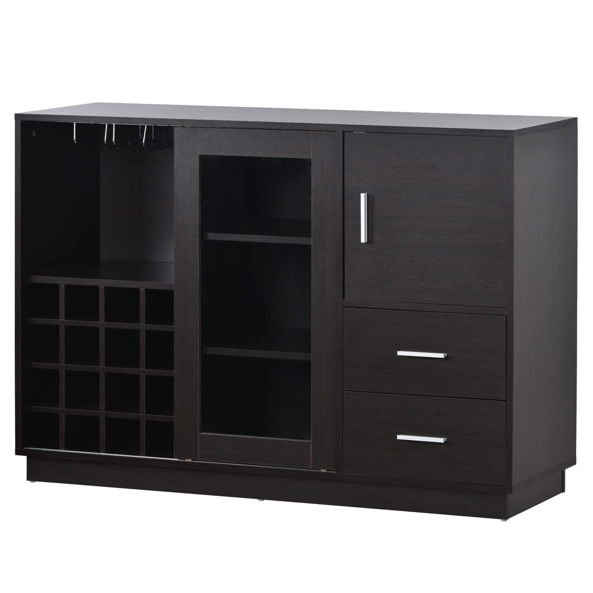 51" Modern Coffee Bar Cabinet with Fridge Space & 2 Drawers