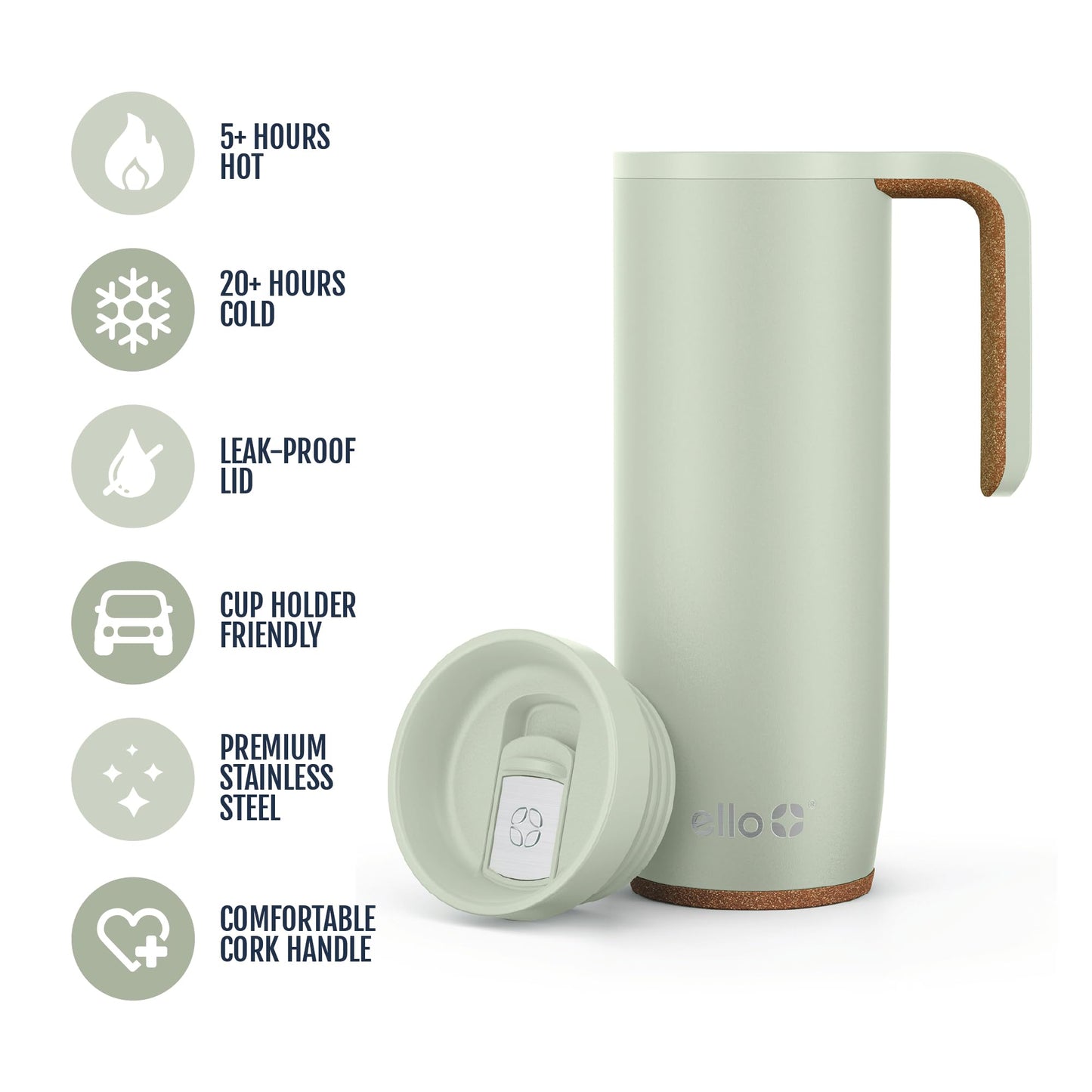 Magnet 18oz Vacuum Insulated Stainless Steel Travel Mug with Side Handle