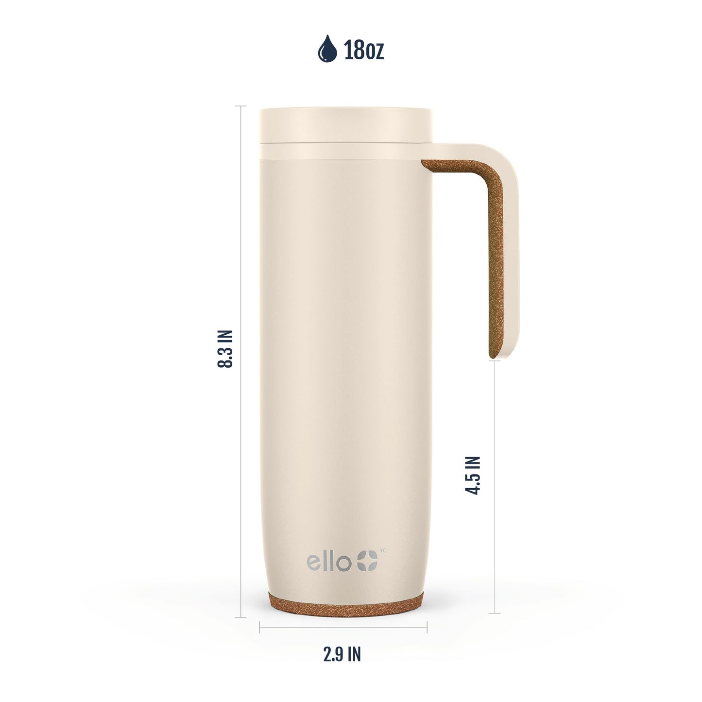 Magnet 18oz Vacuum Insulated Stainless Steel Travel Mug with Side Handle