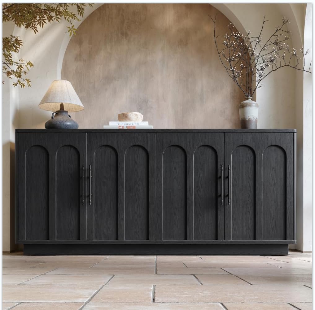 67" Arched Black Sideboard Buffet Cabinet