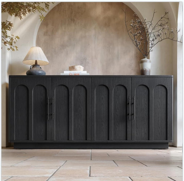 67" Arched Black Sideboard Buffet Cabinet