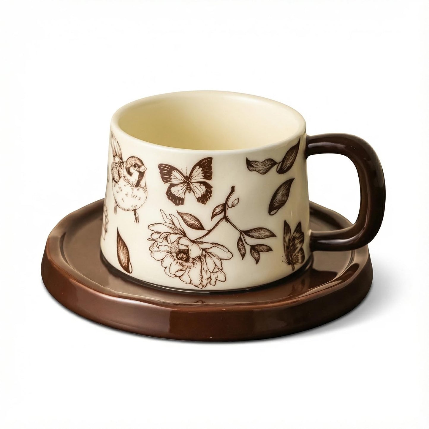 Vintage Floral Coffee Mug and Saucer Set