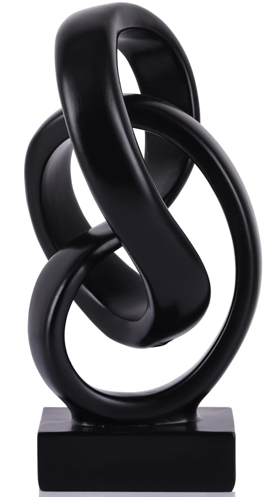 Modern Abstract Knot Sculpture, Artistic Mobius Inspired Resin Decor, Elegant Home and Office Decor, Perfect for Shelves, Desktops, and Mantles, Ideal Gift for Birthdays, Housewarmings (Black)
