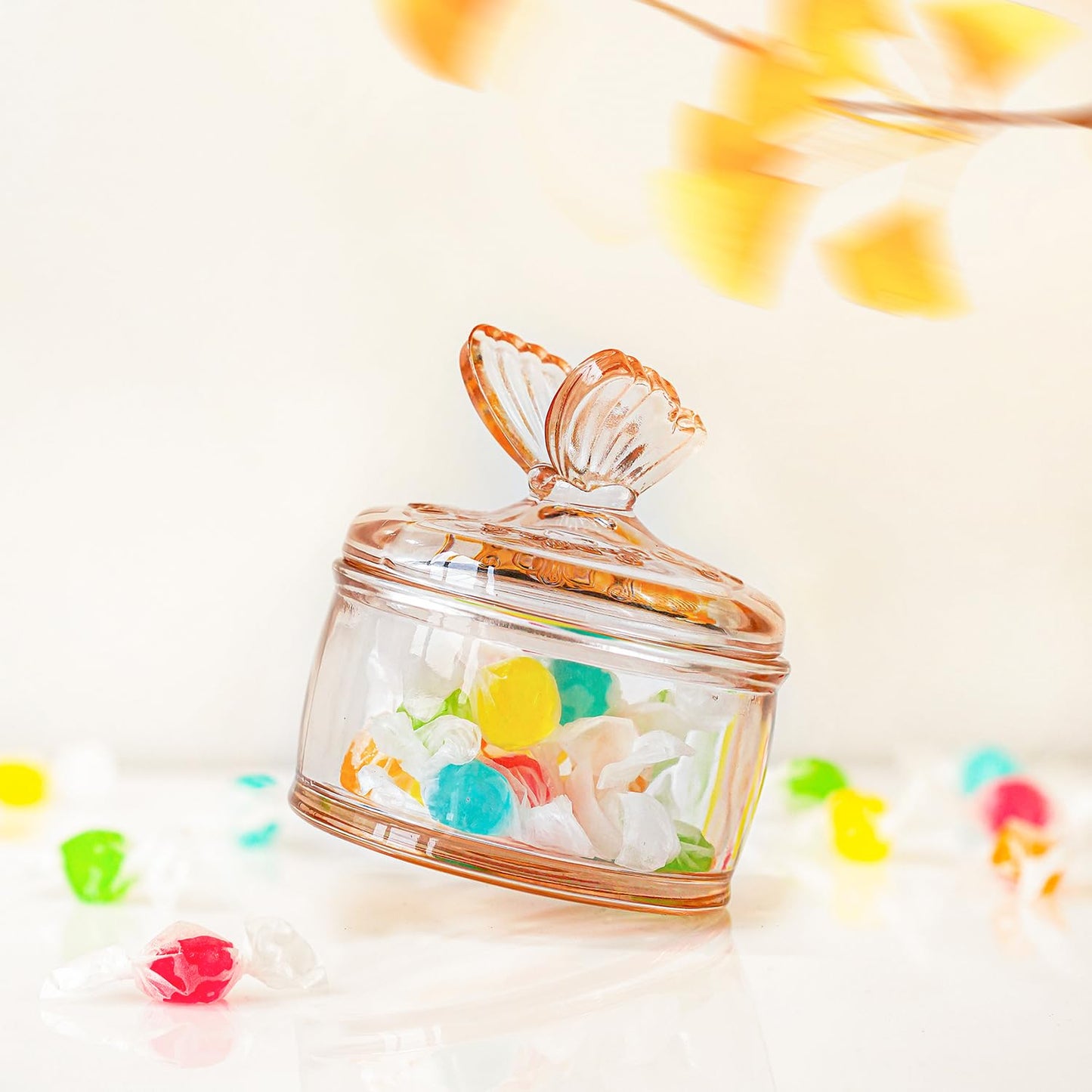 Decorative Embossed Glass Dish with Lid