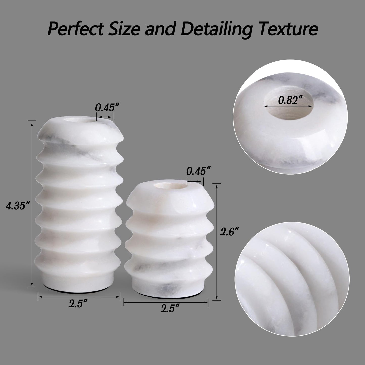 Marble Candlestick Holders, Set of 2 Natural Stone