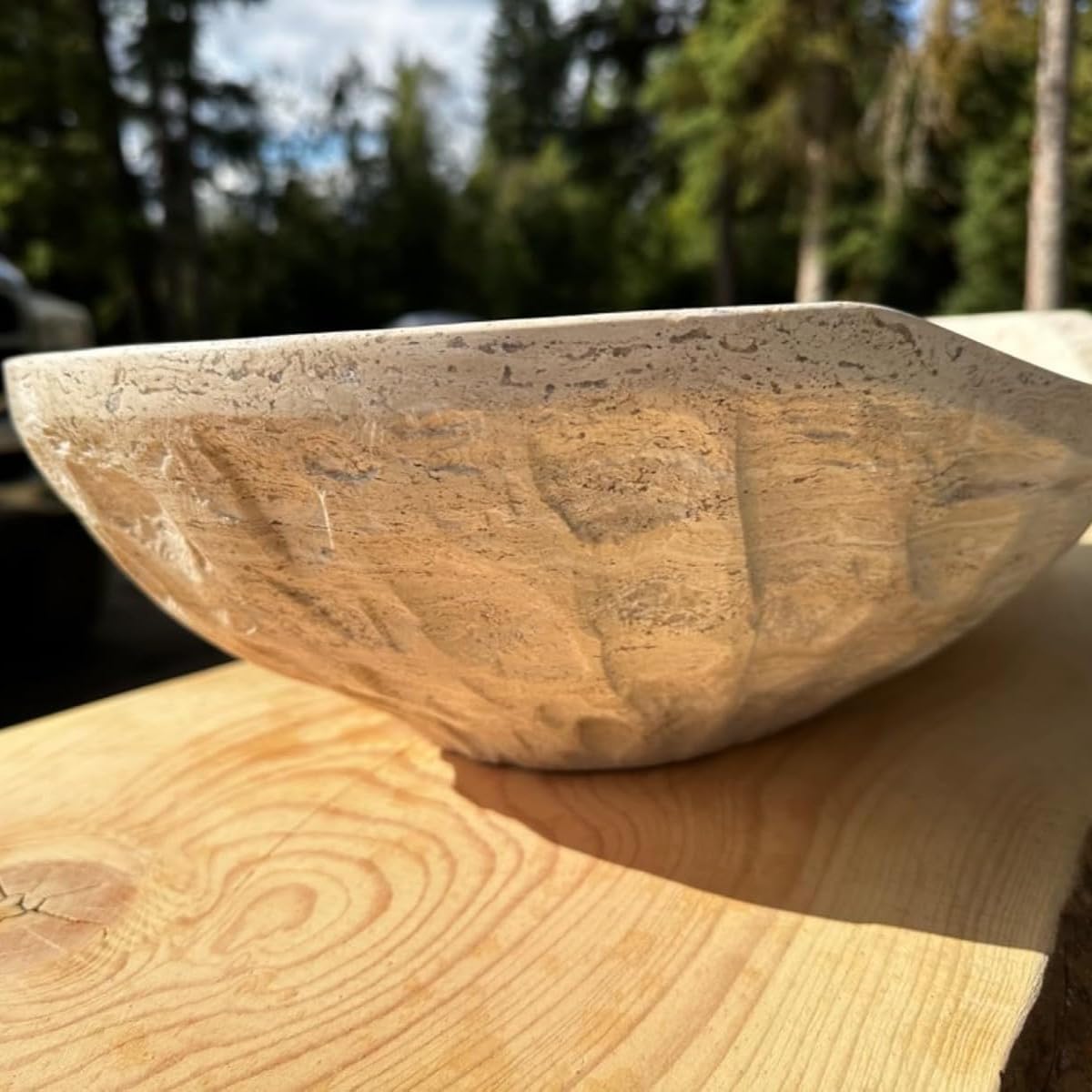 Oval Natural Stone Wash Basin Travertine Vessel Sink
