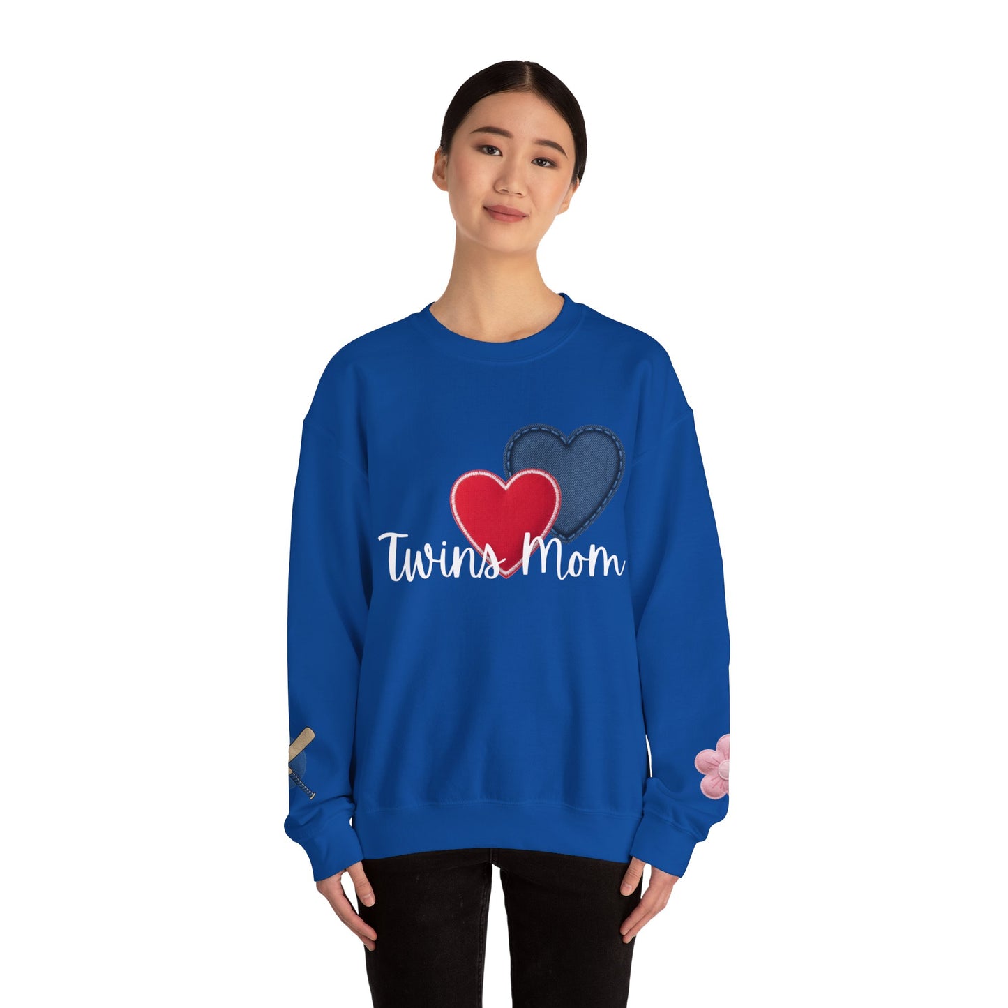 Crewneck Sweatshirt with Floral & Paint Sleeve Art — Casual Artistic Pullover