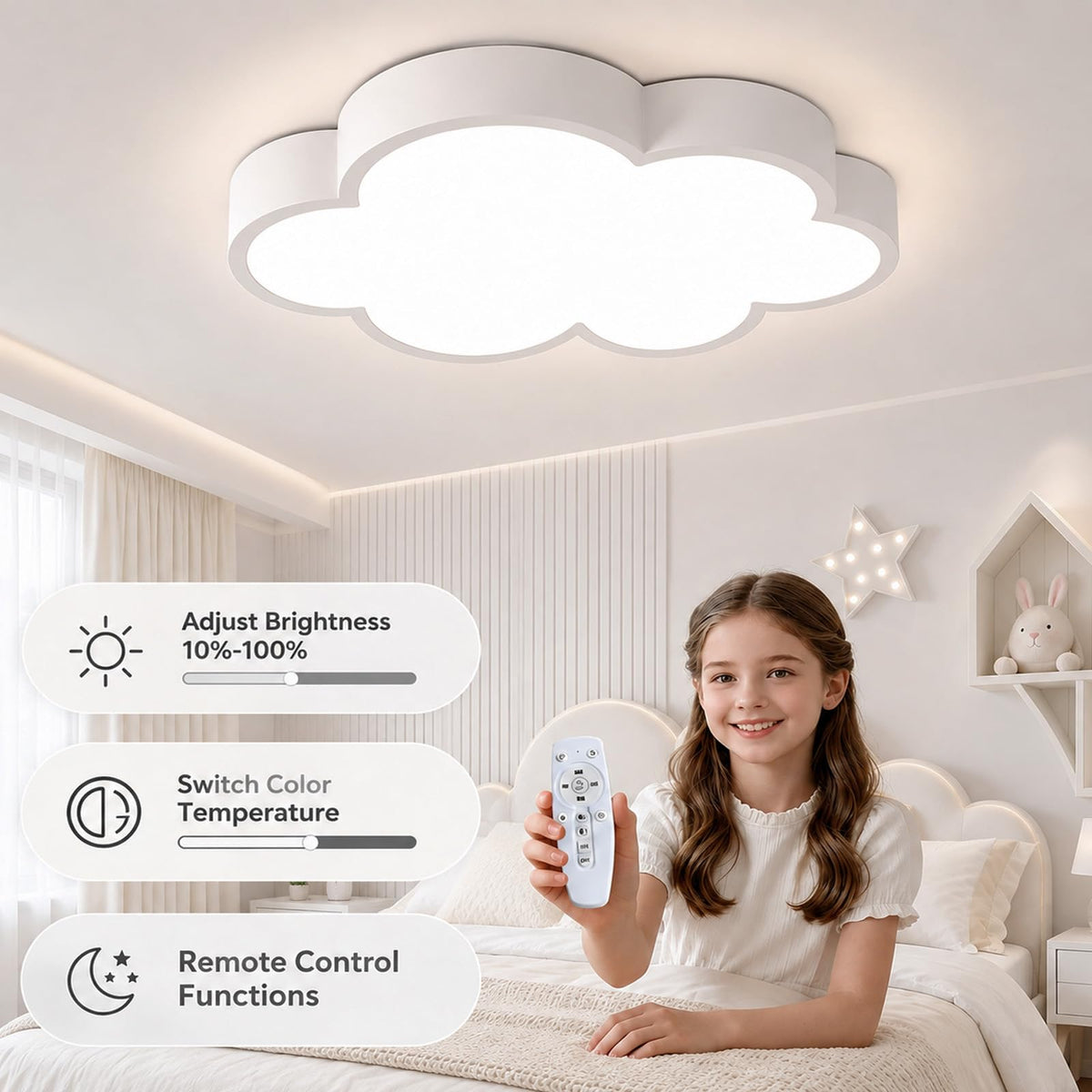 Cloud Shape Led Ceiling Light, with Remote Control