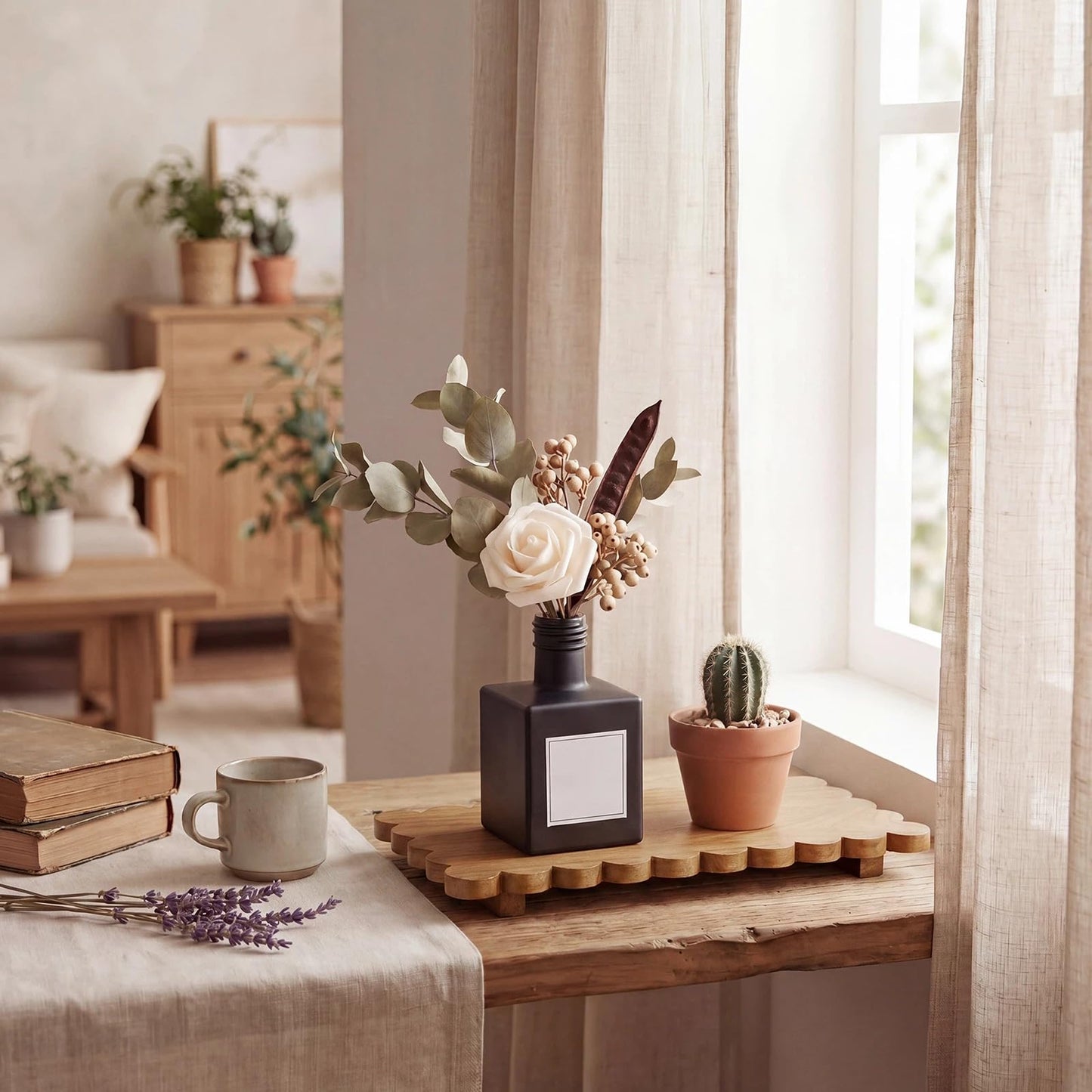 Scalloped Wood Riser Tray