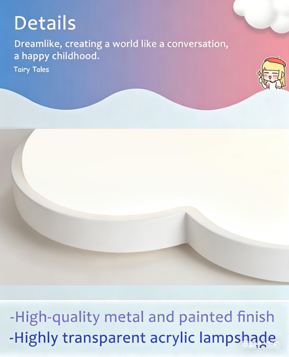 Cloud Shape Led Ceiling Light, with Remote Control