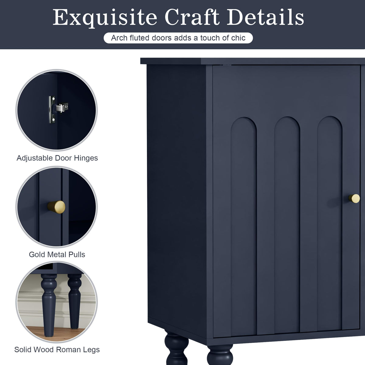 Arched Fluted Coffee Bar Cabinet with Storage & Wine Racks