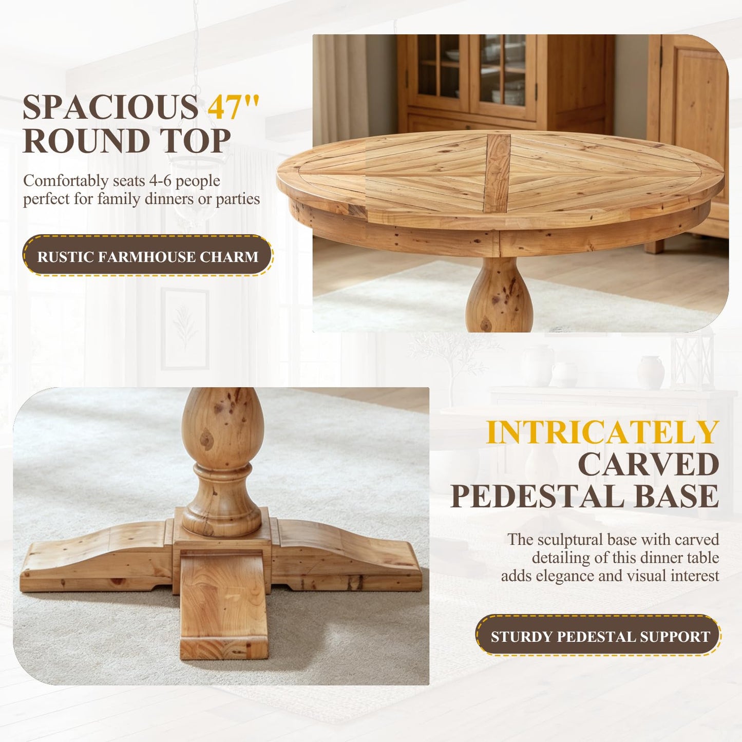 60" Round Dining Kitchen Table